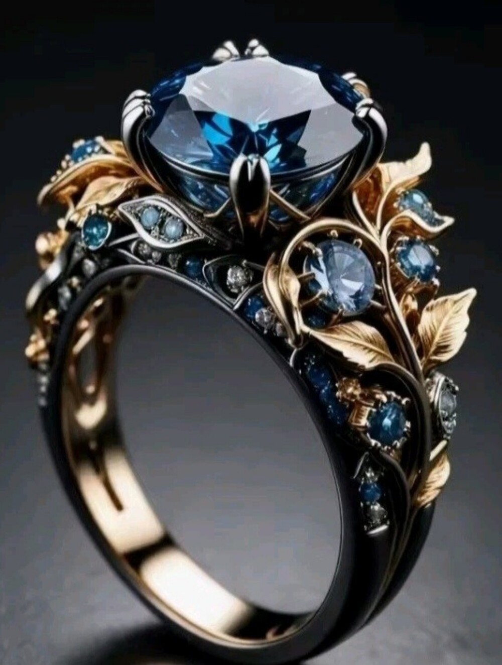 Beautiful Topaz Gold Leaf Ring Gothic Nature Inspired Engagement Wedding 6